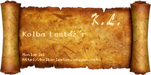 Kolba Lestár névjegykártya